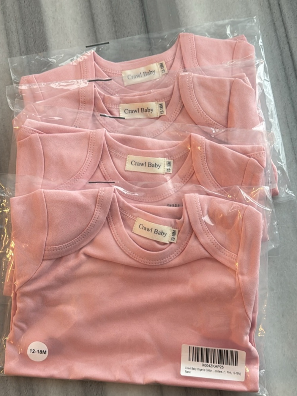 Pink Short Sleeve Bodysuit for Baby/Toddler 12-18M Set of 4 NWT